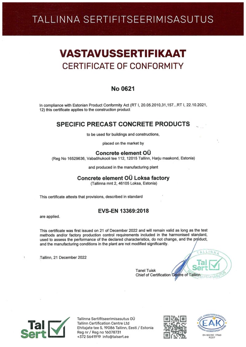 Specific precast concrete products