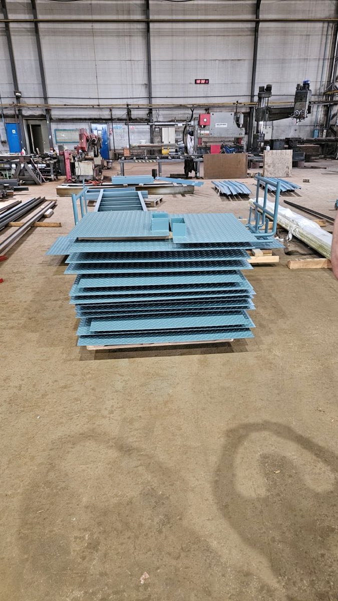 Painted chequer plate platforms and stair treads