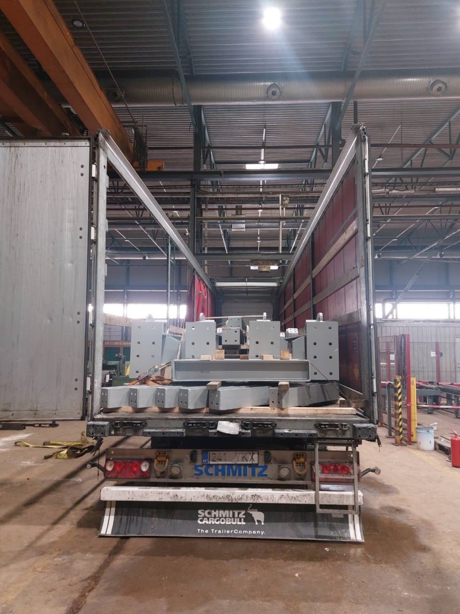 Finished structures loaded for delivery