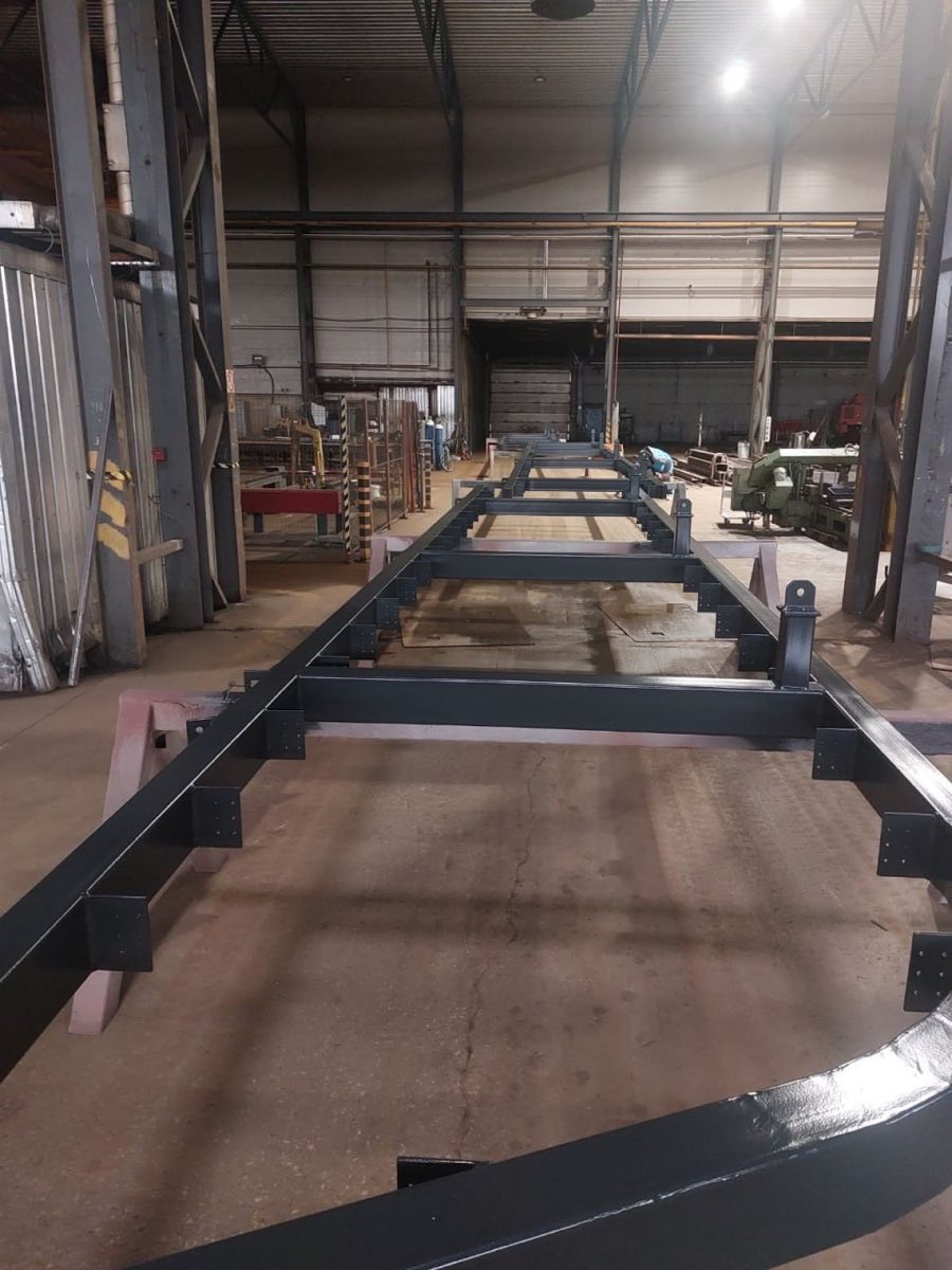 Long-span steel frame after finish painting